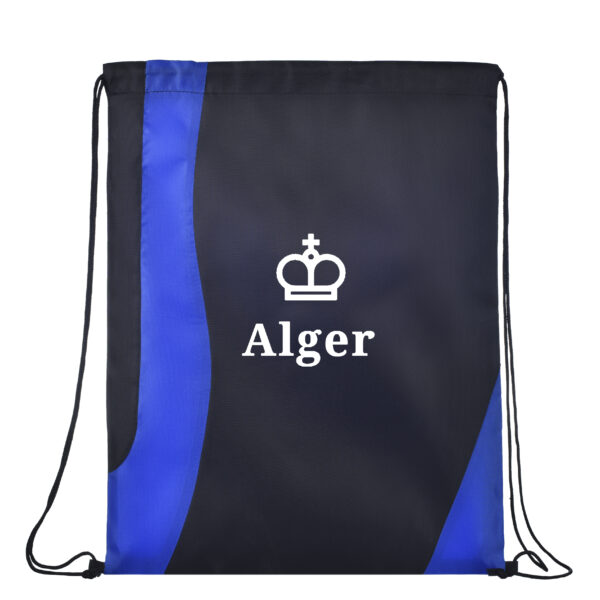 TB16 Two Tone Wavy Drawstring Tote Bags - ROYAL BLUE