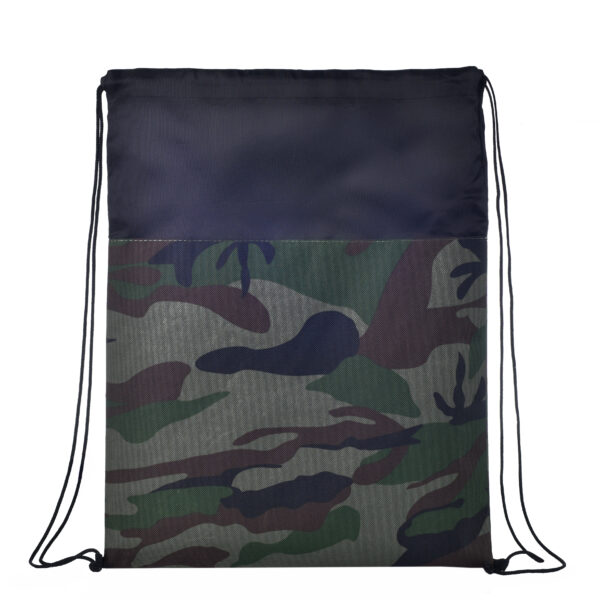 TB18 Colored Camo Drawstring Tote Bags - BLACK